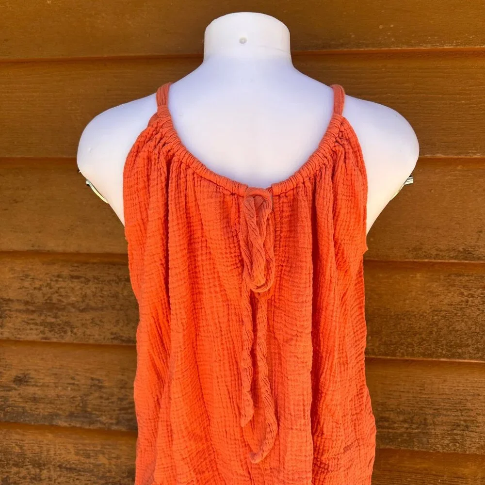 Kona Sol Coral Orange Gauze Soft Comfortable Dress Size S/M - Picture 7 of 8